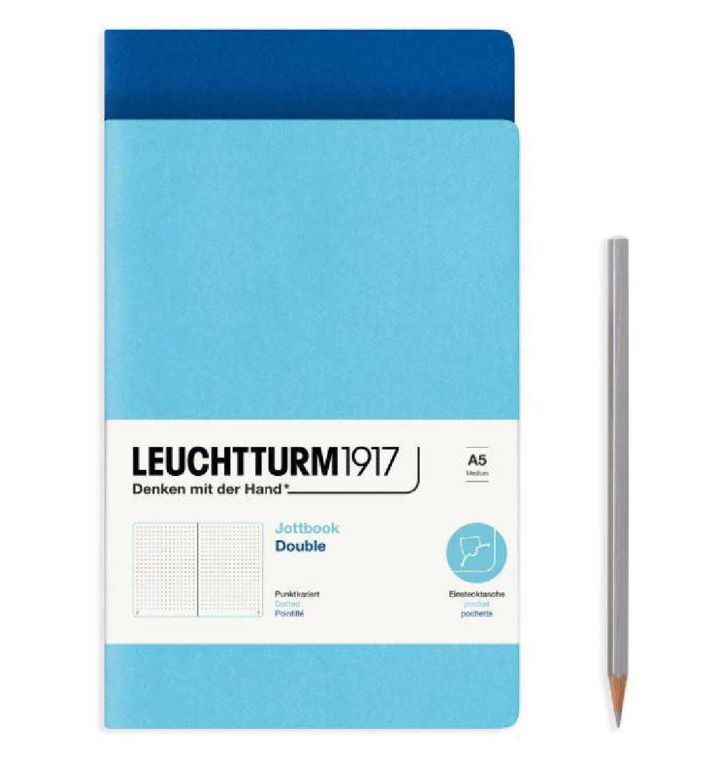 Leuchtturm 1917 Jottbook Double A5 Ice and Royal Blue Dotted