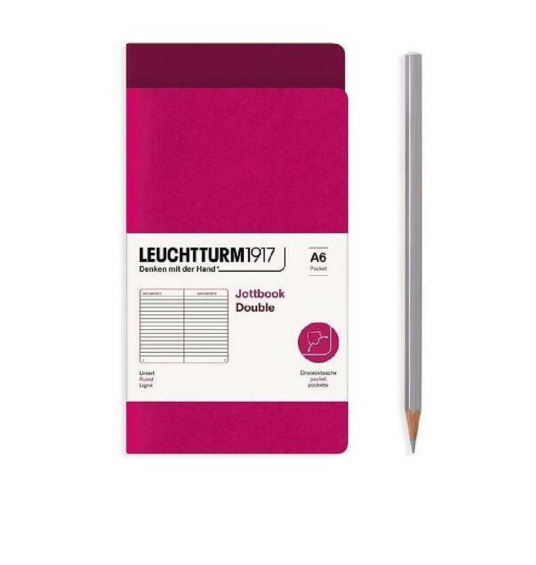Leuchtturm 1917 Jottbook Double A6 Berry and Port Red Ruled