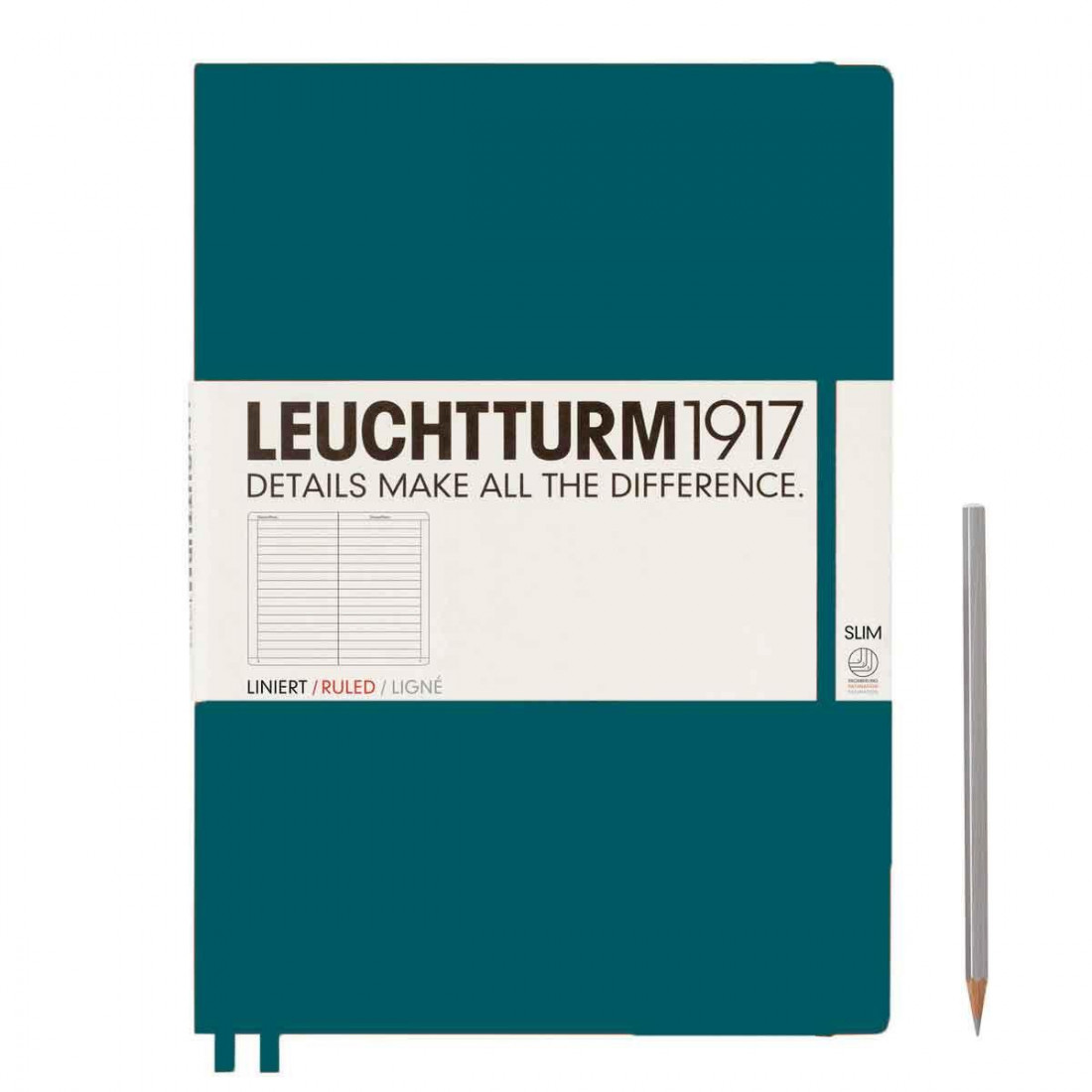 Leuchtturm 1917 Notebook A4 plus Pacific Green Ruled Hard Cover