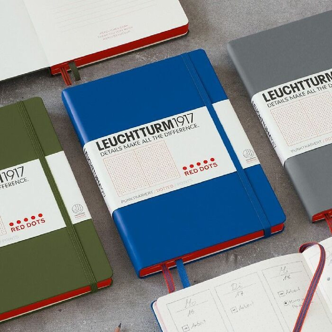 Leuchtturm 1917 Notebook A5 Red Dotts Anthracite Hard Cover