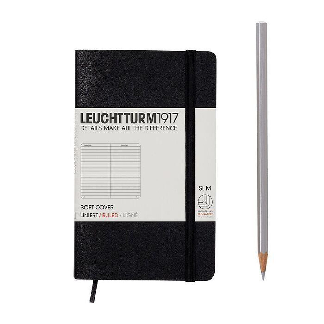 Leuchtturm 1917 Notebook A6 Black Ruled Soft Cover