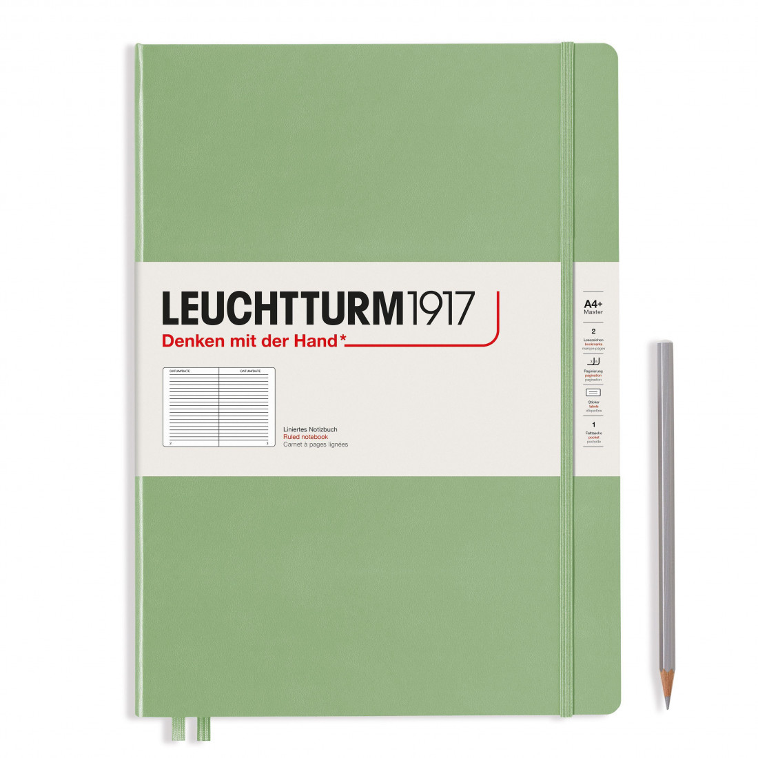 Leuchtturm 1917 Notebook A4 plus Sage Green Ruled Hard Cover