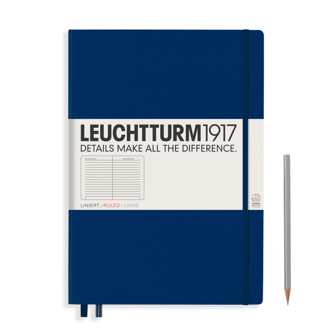 Leuchtturm 1917 Notebook A4 plus Navy Blue Ruled Hard Cover