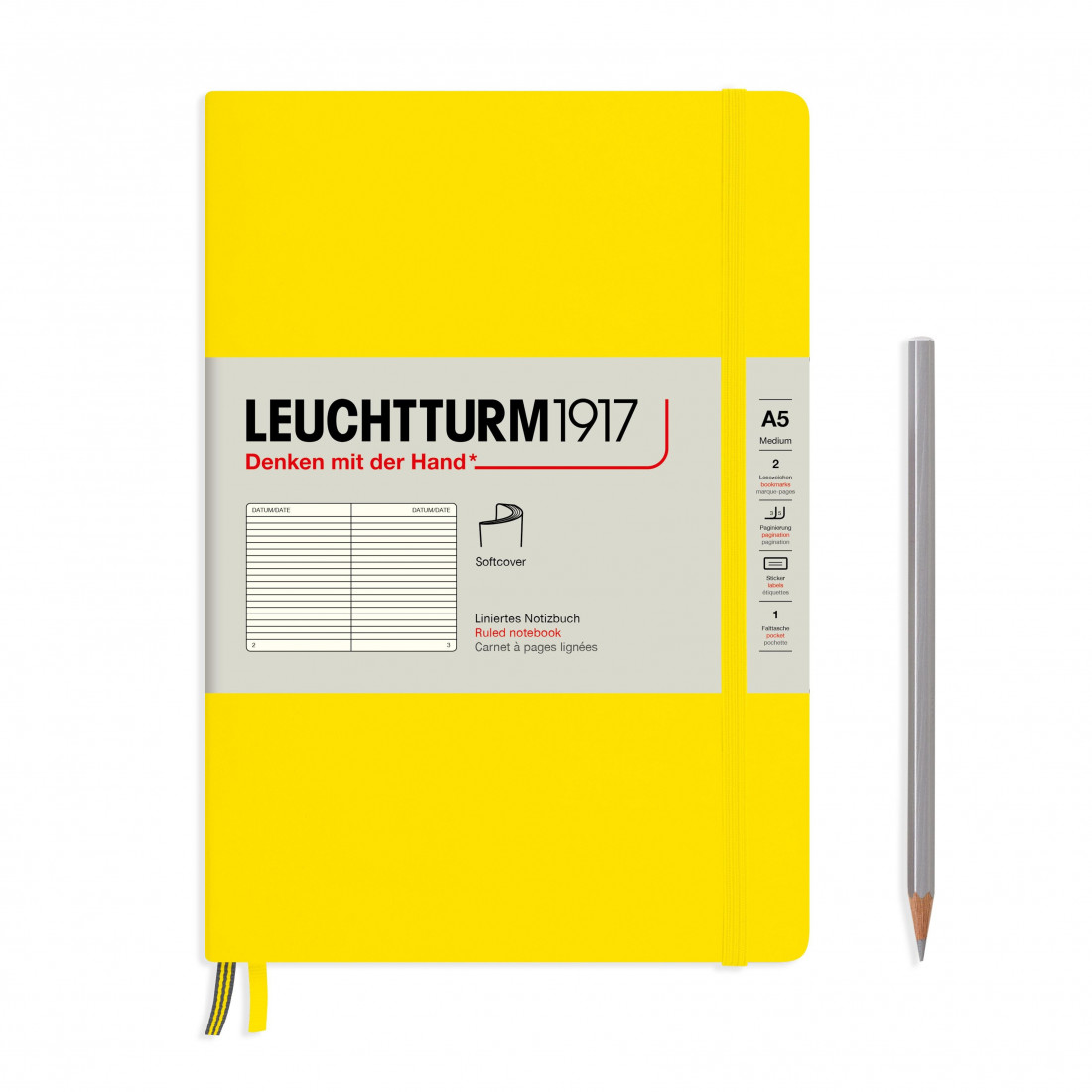 Leuchtturm 1917 Notebook A5 Lemon Ruled Soft Cover