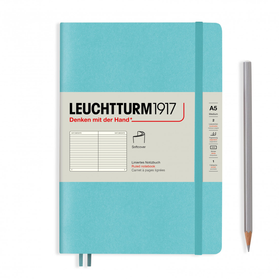 Leuchtturm 1917 Notebook A5 Aquamarine Ruled Soft Cover