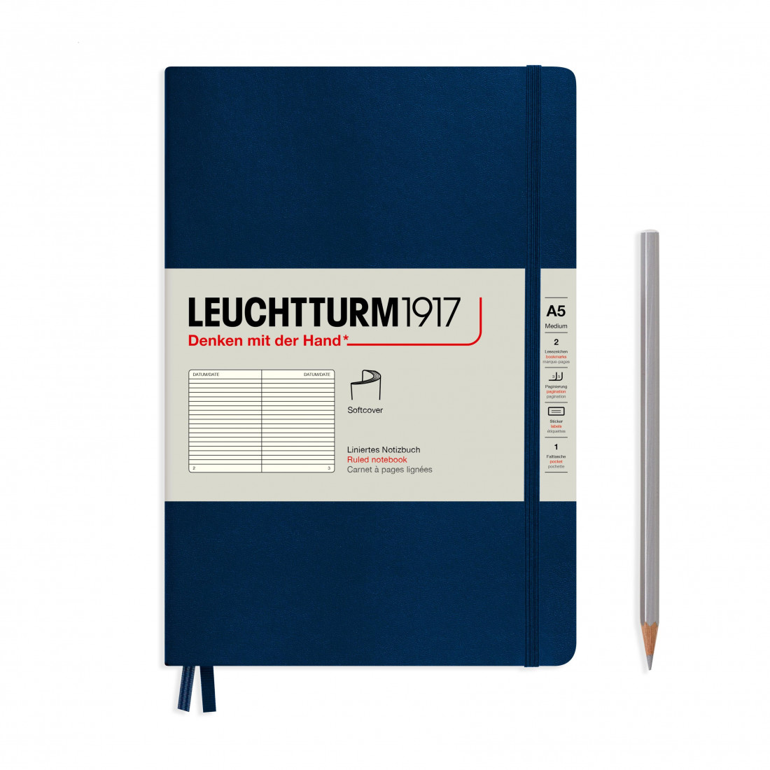 Leuchtturm 1917 Notebook A5 Navy Ruled Soft Cover