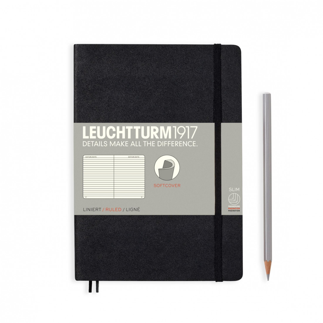 Leuchtturm 1917 Notebook A5 Black Ruled Soft Cover