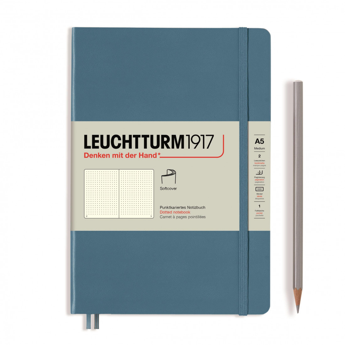 Leuchtturm 1917 Notebook A5 Stone Blue Dotted Soft Cover