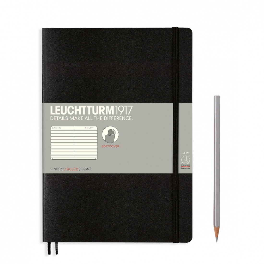 Leuchtturm 1917 Notebook B5 Black Ruled Soft Cover