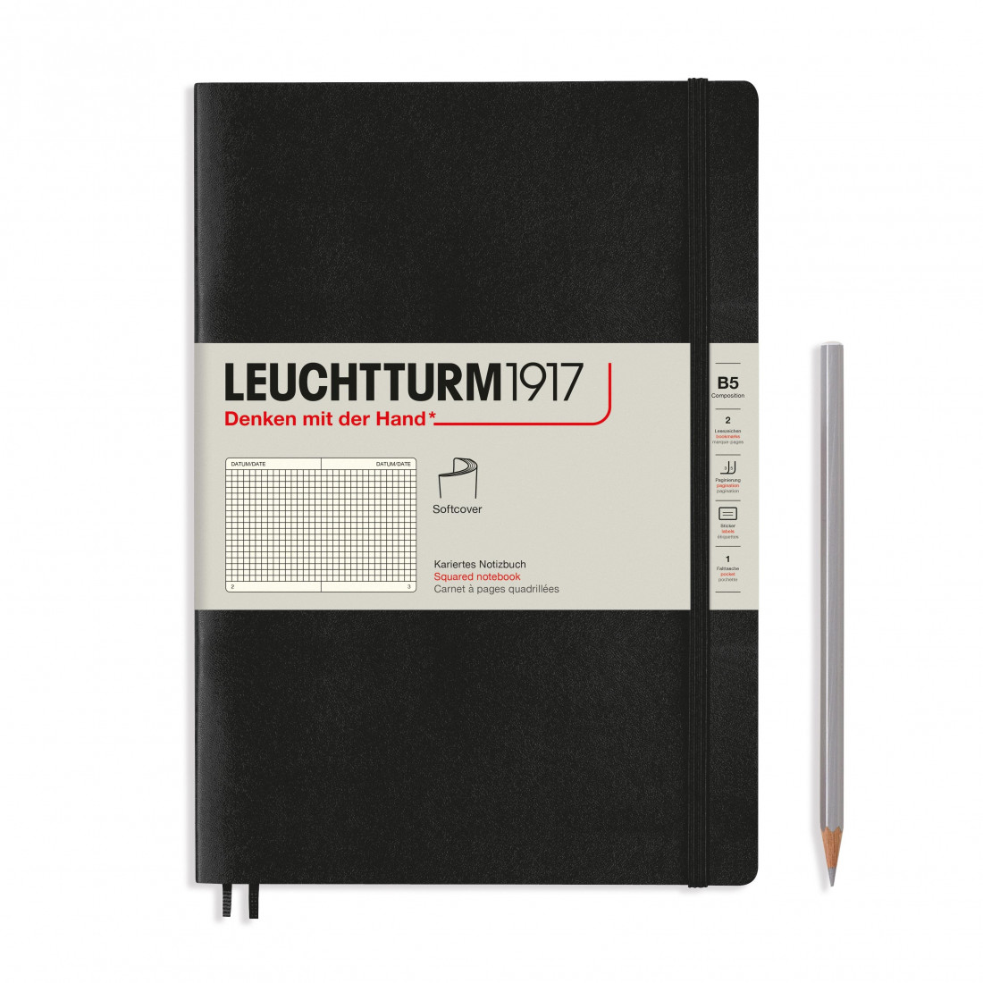 Leuchtturm 1917 Notebook B5 Black Squared Soft Cover