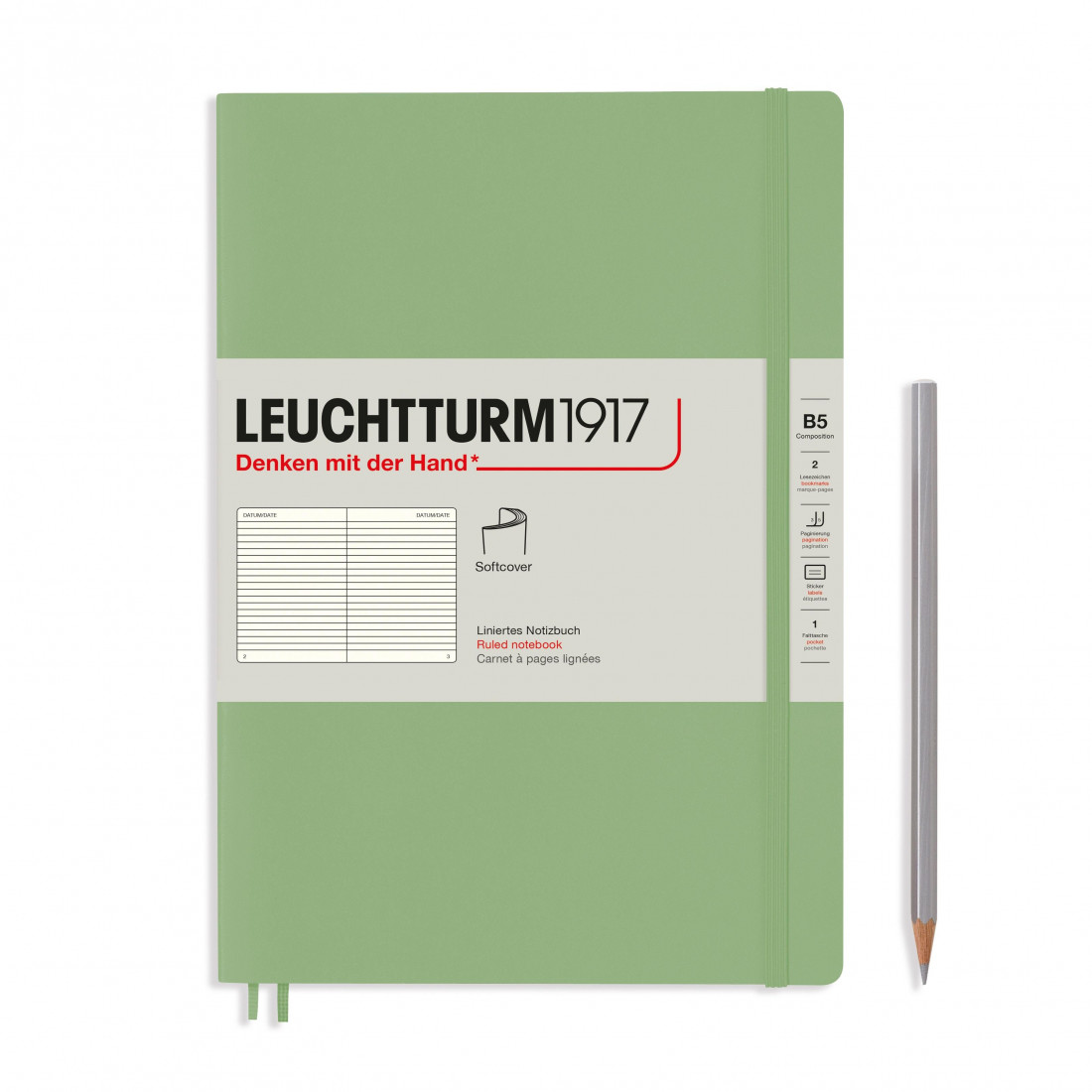 Leuchtturm 1917 Notebook B5 Sage Ruled, Soft Cover