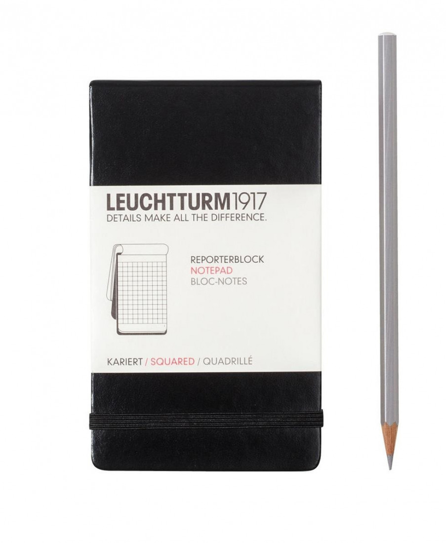Leuchtturm 1917 Reporter Notepad A6 Black Squared Hard Cover