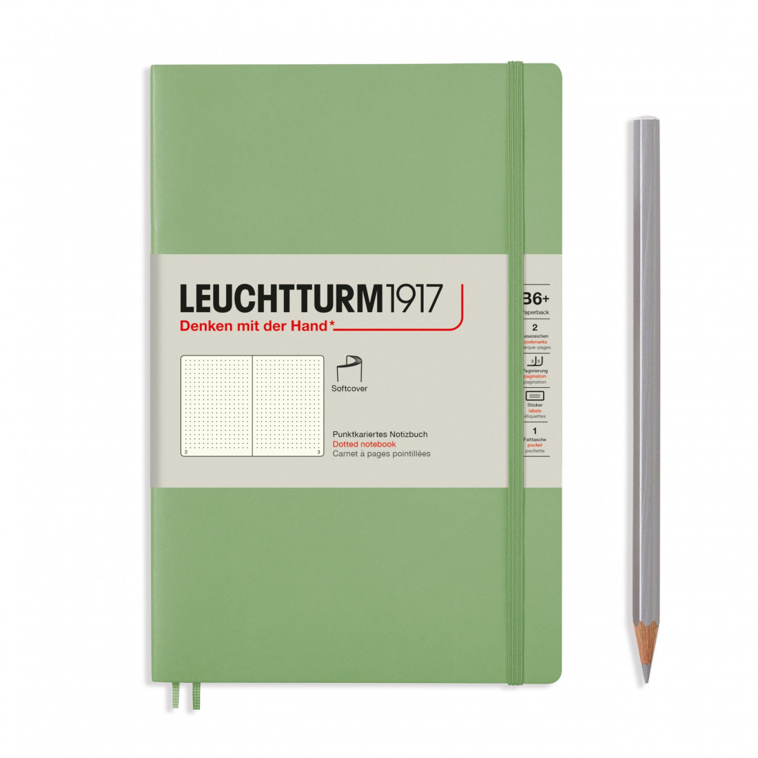 Leuchtturm 1917 B6 plus Paperback Sage Dotted, Soft Cover