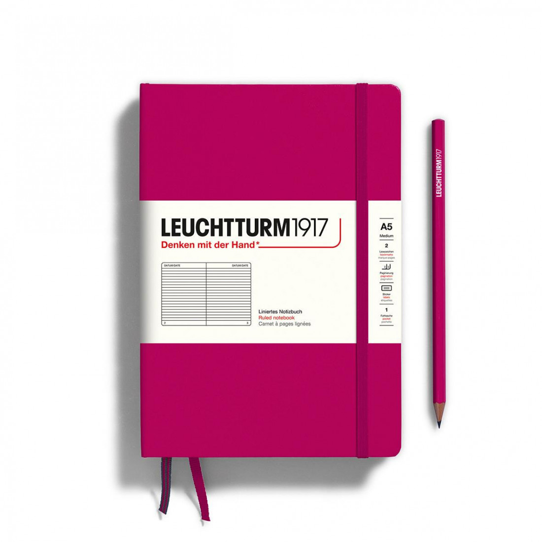 Leuchtturm 1917 Notebook A5 Hardcover 251 numbered pages Berry ruled