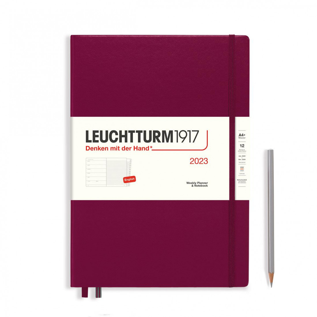 Leuchtturm 1917 Weekly Planner and Notebook 2023, port red, english A5