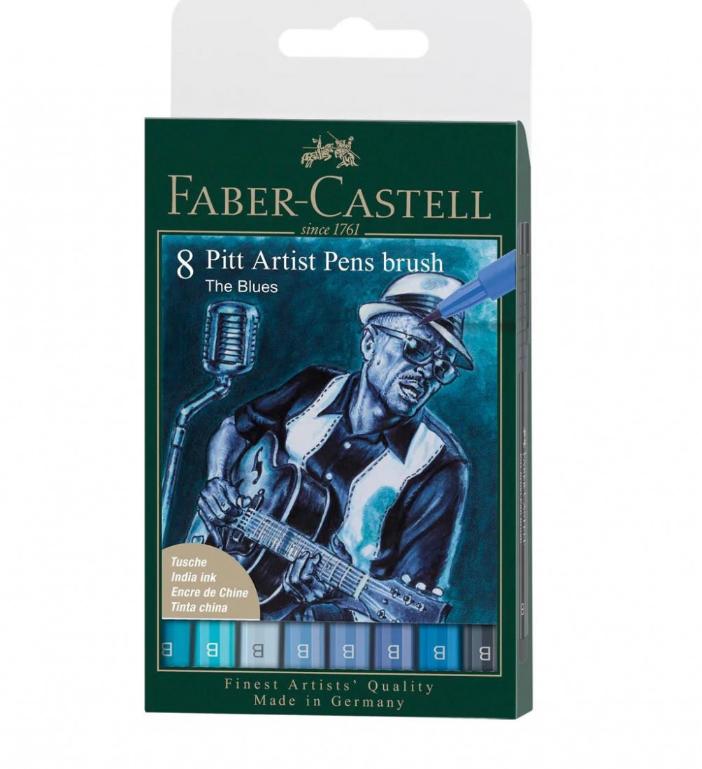 Faber-Castell Pitt Artist Pens The Blues tin of 8 167173