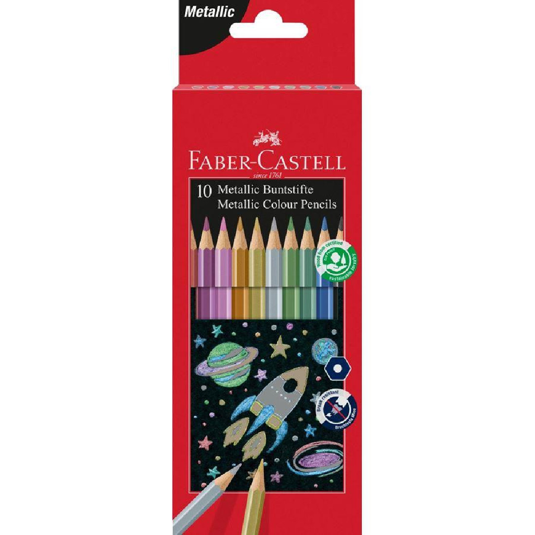 Faber Castell Classic Colour Metallic Pencil cardboard wallet of 10 201583