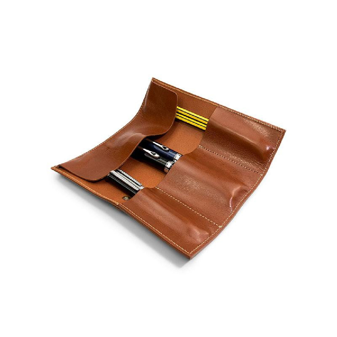 Paper Republic cognac leather pen & pencil case