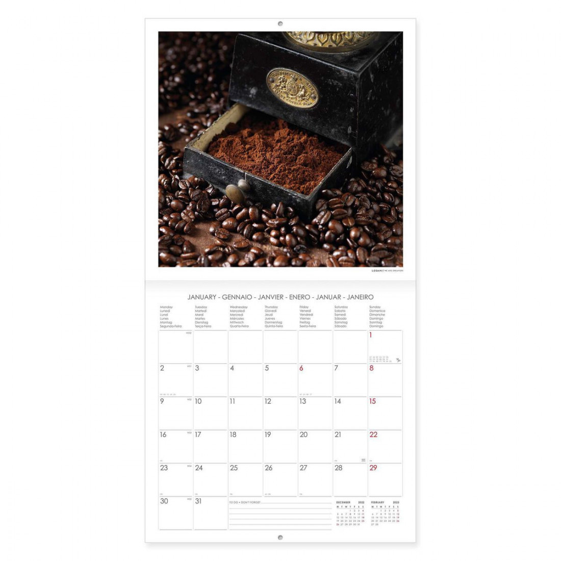 Legami Wall Calendar 2023 Coffee & Chocolate 30 x 29 cm