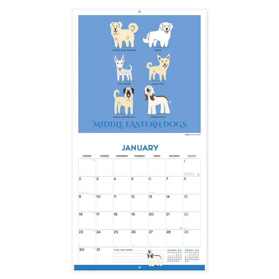 Legami Wall Calendar 2023 Dogs World 30 x 29 cm