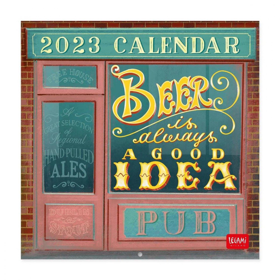 Legami Wall Calendar 2023 Beer is always a good idea 18 x 18 cm