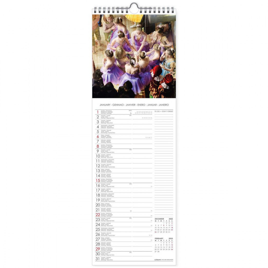 Legami Wall Calendar 2023 Ballet 16 x 49 cm