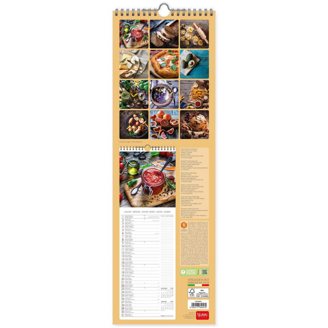 Legami Wall Calendar 2023 Kitchen 16 x 49 cm