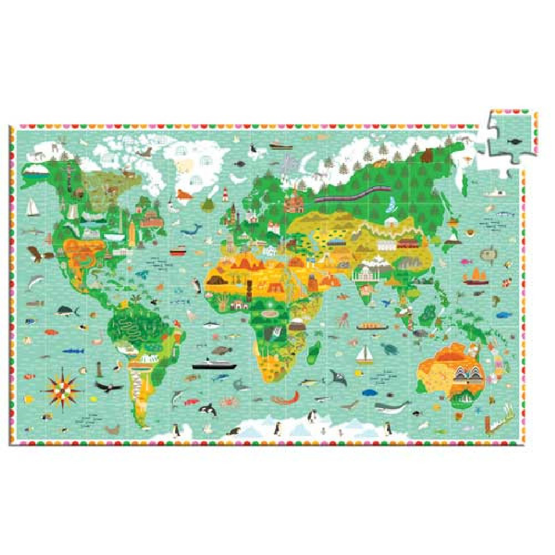 Puzzle Παρατήρησης 200τμχ. Παγκόσμιος Χάρτης 07412 Djeco