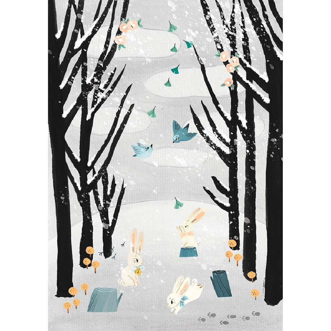 Ζωγραφίζω ασπρόμαυρα τοπία με Πολύχωμες χαλκομανίες The last snowfall 09349 Djeco