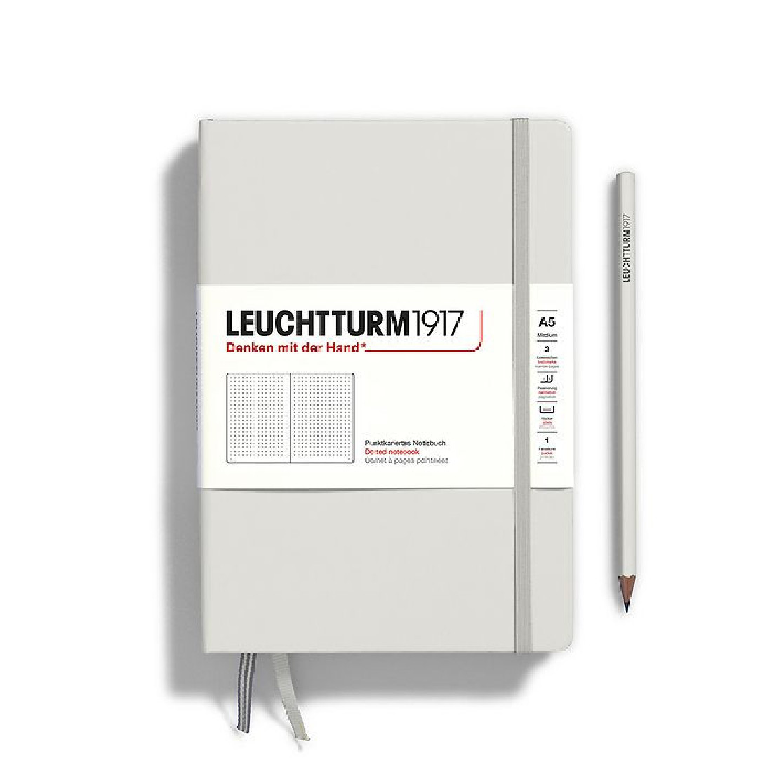 Leuchtturm 1917 Notebook A5, Light Grey, Dotted Hard Cover