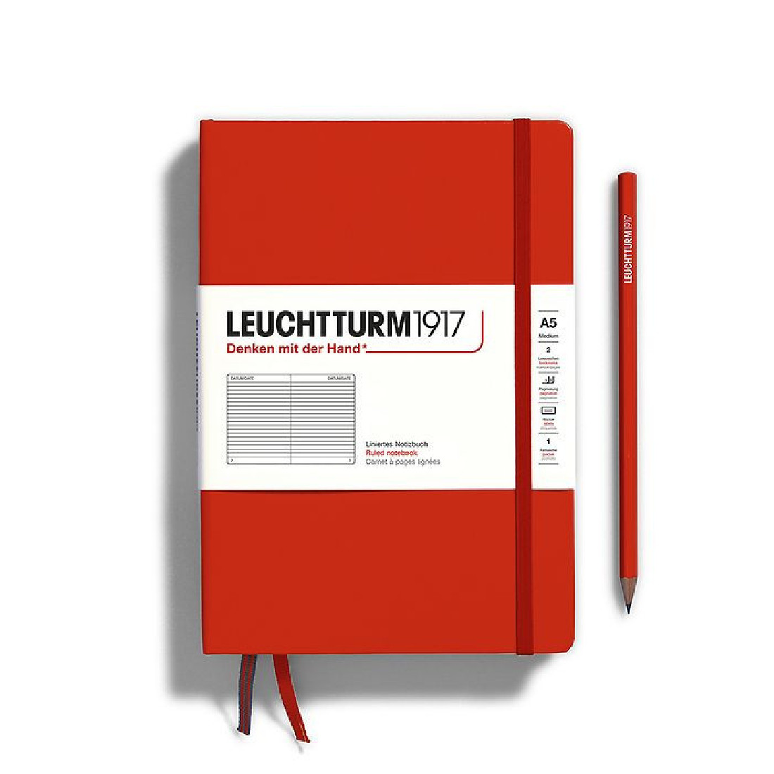Leuchtturm 1917 Notebook A5 Fox Red Ruled Hard Cover