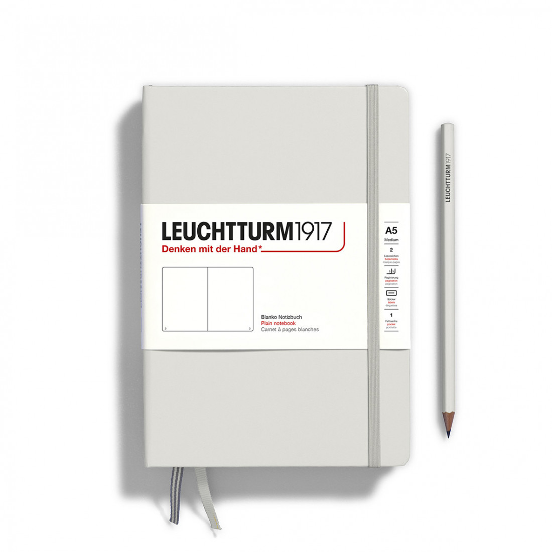 Leuchtturm 1917 Notebook A5 Light Grey Plain Hard Cover