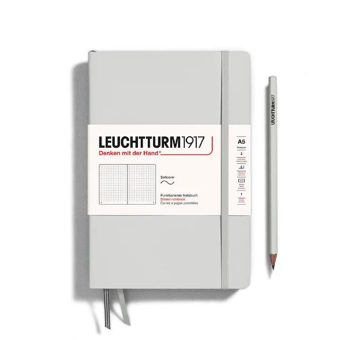 Leuchtturm 1917 Notebook A5 Light grey Dotted Hard Cover
