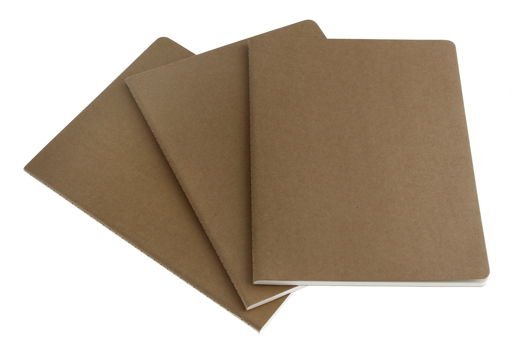Set of 3 Extra Large Plain Journals Kraft Soft Cover 19x25 Moleskine