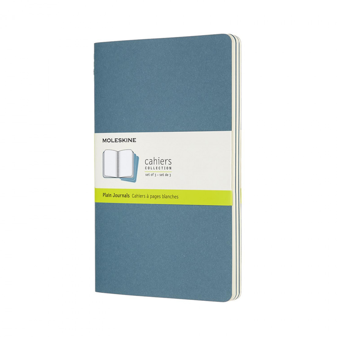 Set of 3 Plain Journals Brisk Blue Soft cover 13x21 Moleskine M