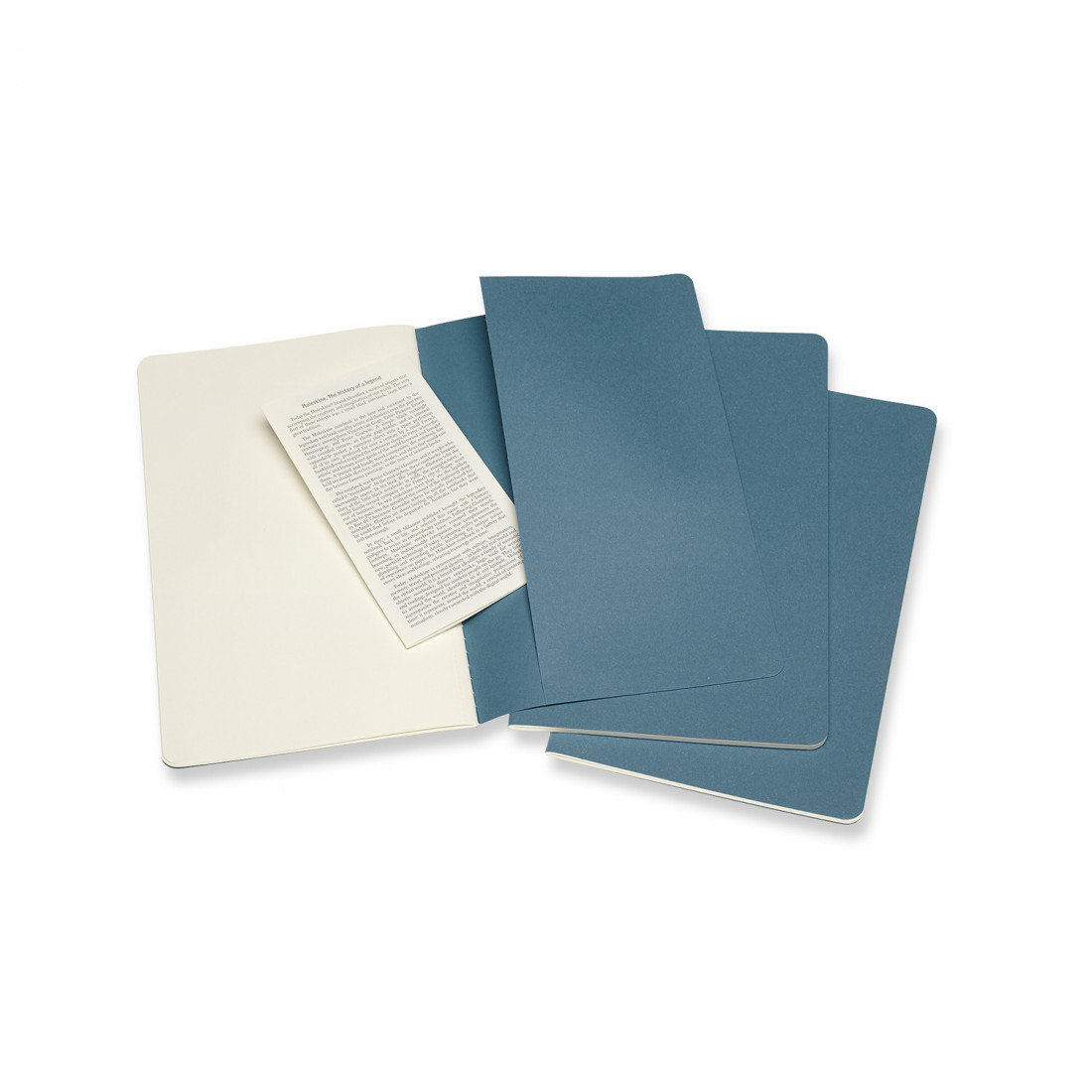 Set of 3 Plain Journals Brisk Blue Soft cover 13x21 Moleskine M
