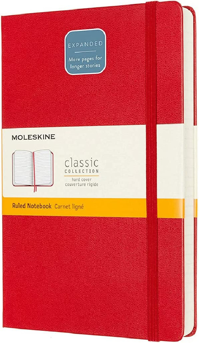 Notebook Large 13x21 Ruled Expanded Version Red Hard Cover Moleskine