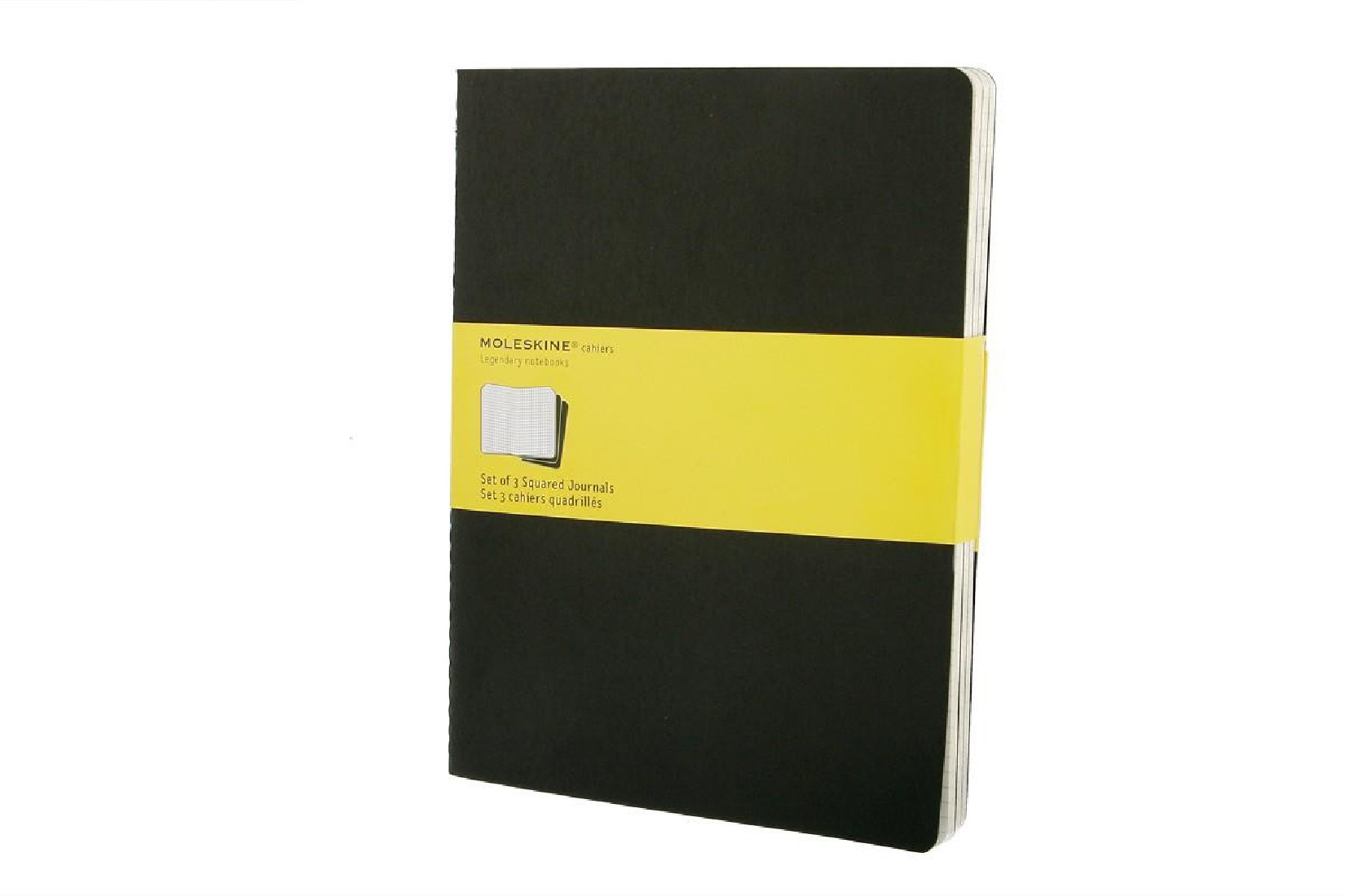 Set of 3 Extra Large Squared Journals Black Soft Cover 19x25 Moleskine