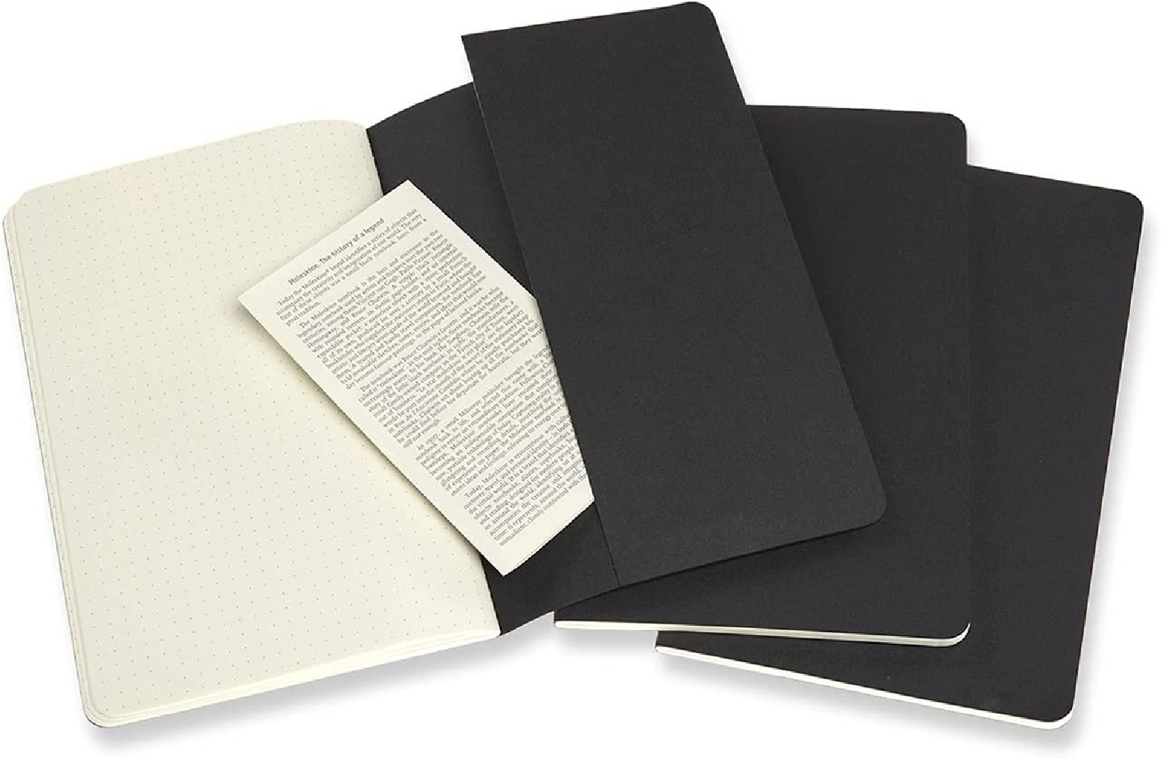 Set of 3 Dotted Journals Black Soft cover 13x21 Moleskine