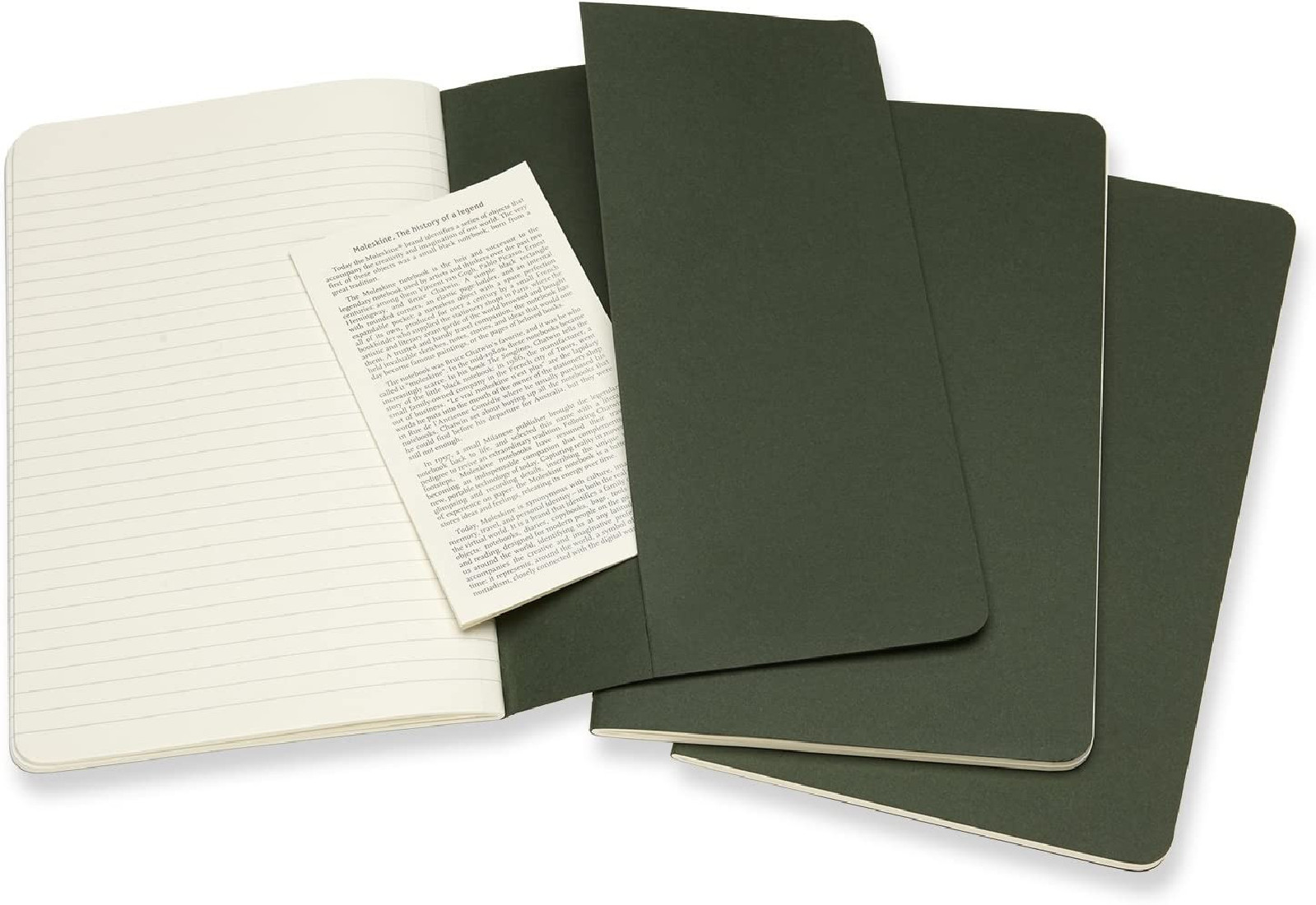 Set of 3 Ruled Journals Myrtle Green Soft cover 13x21 Moleskine