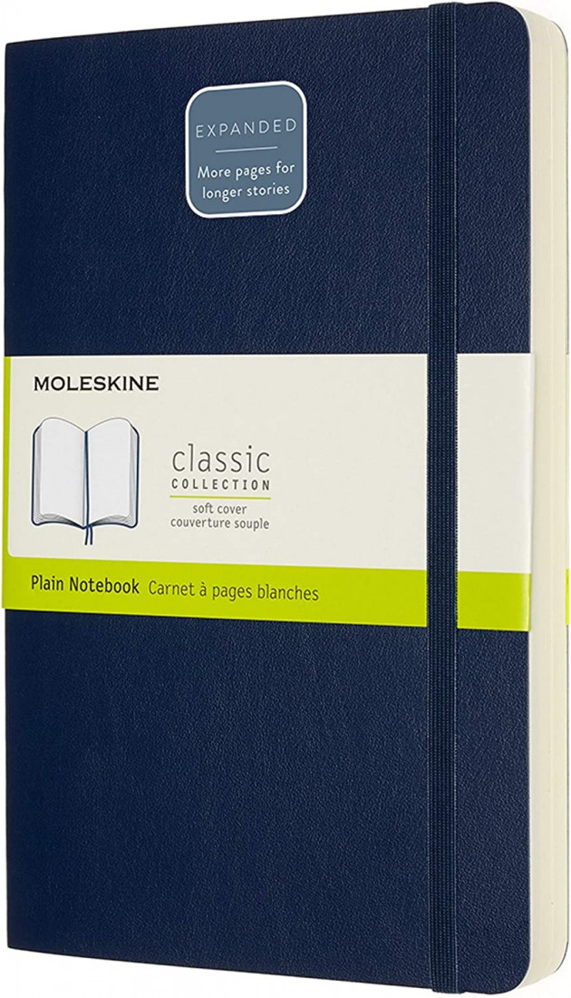 Notebook Large 13x21 Plain Expanded Version Sapphire Blue Soft Cover Moleskine