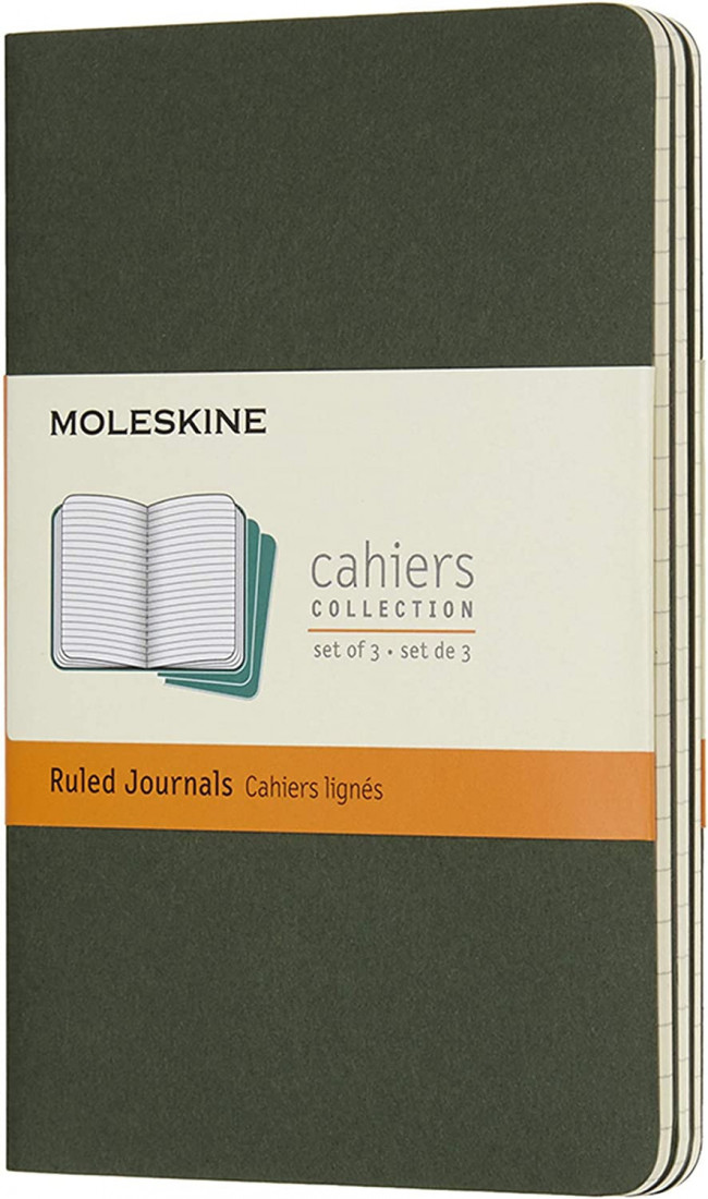 Moleskine Set of 3 Rulled Journals Green Soft cover 9x14