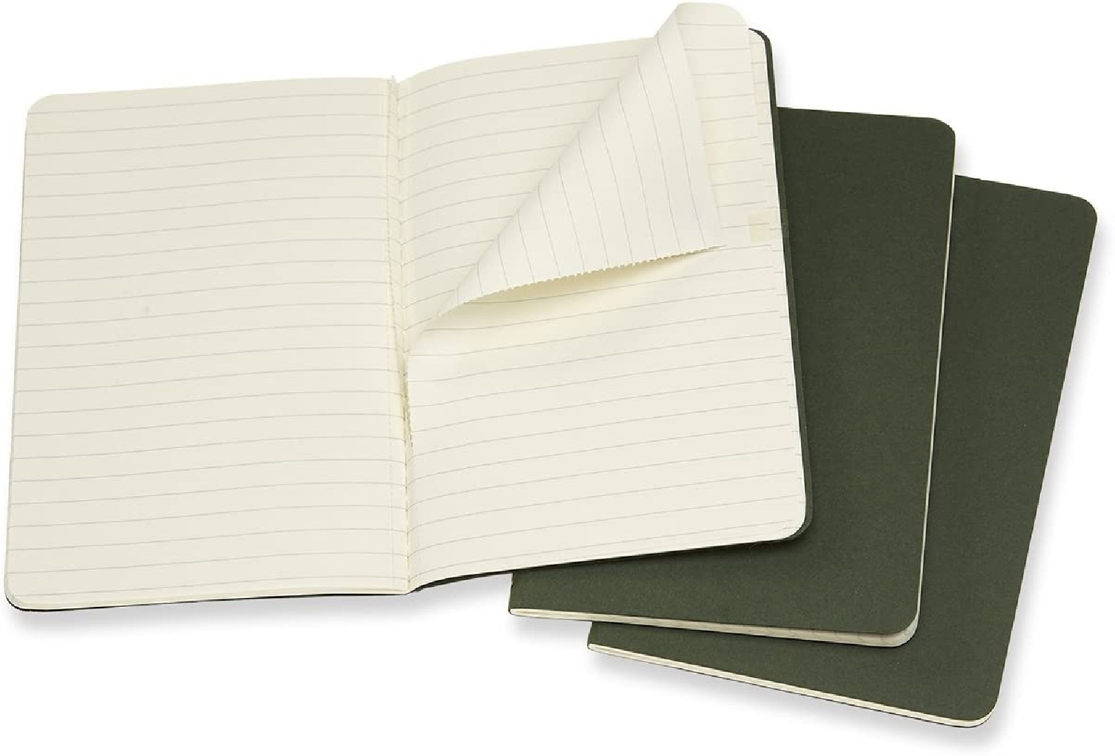 Moleskine Set of 3 Rulled Journals Green Soft cover 9x14