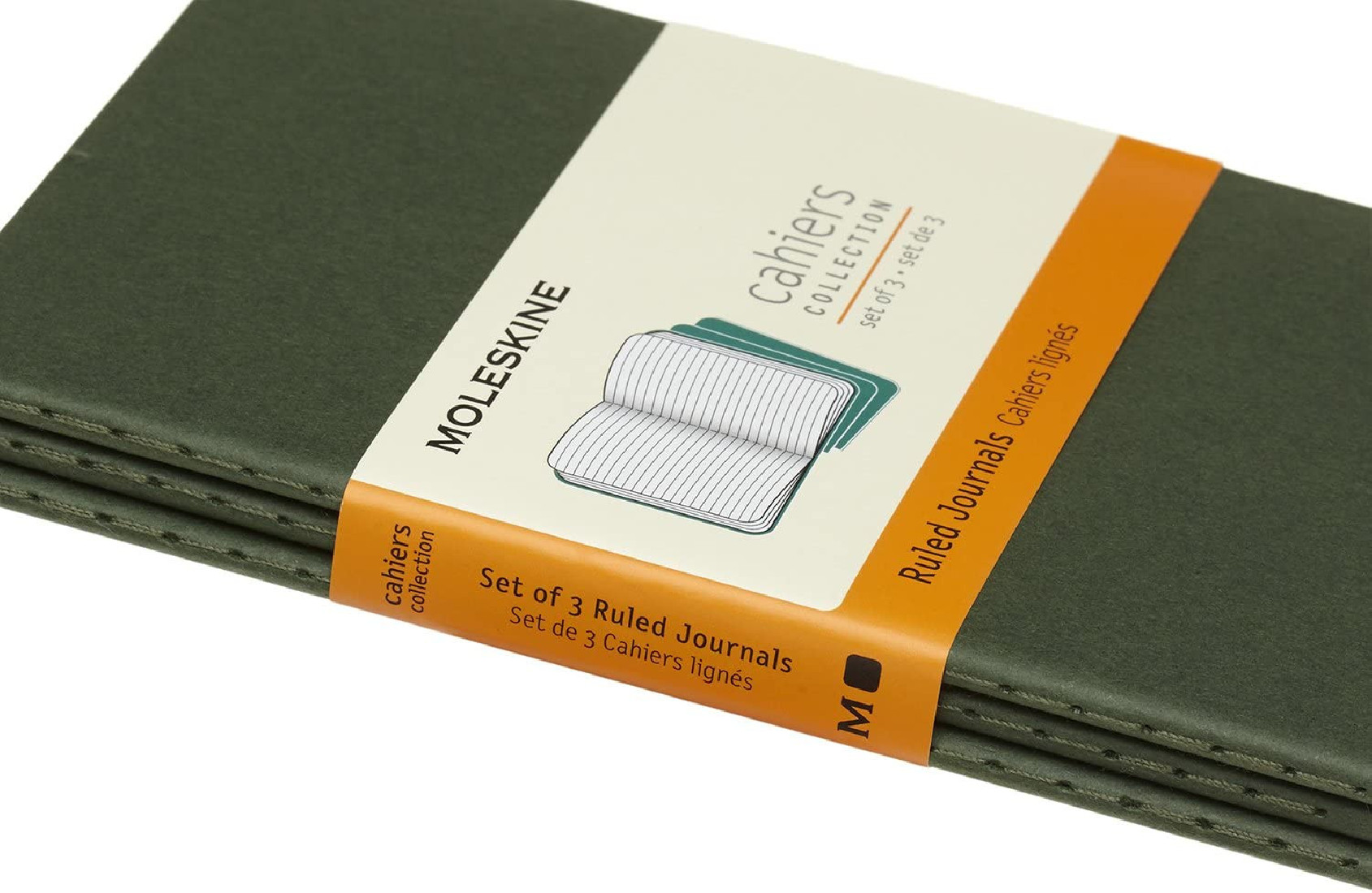 Moleskine Set of 3 Rulled Journals Green Soft cover 9x14
