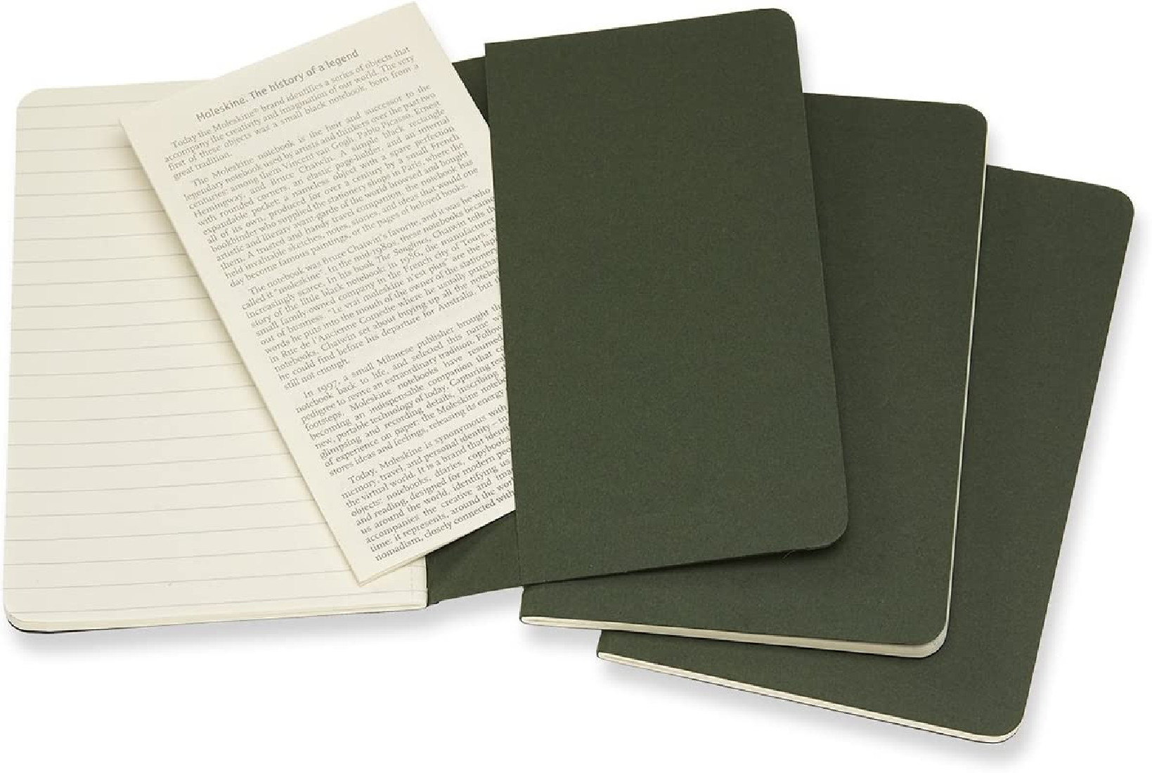 Moleskine Set of 3 Rulled Journals Green Soft cover 9x14