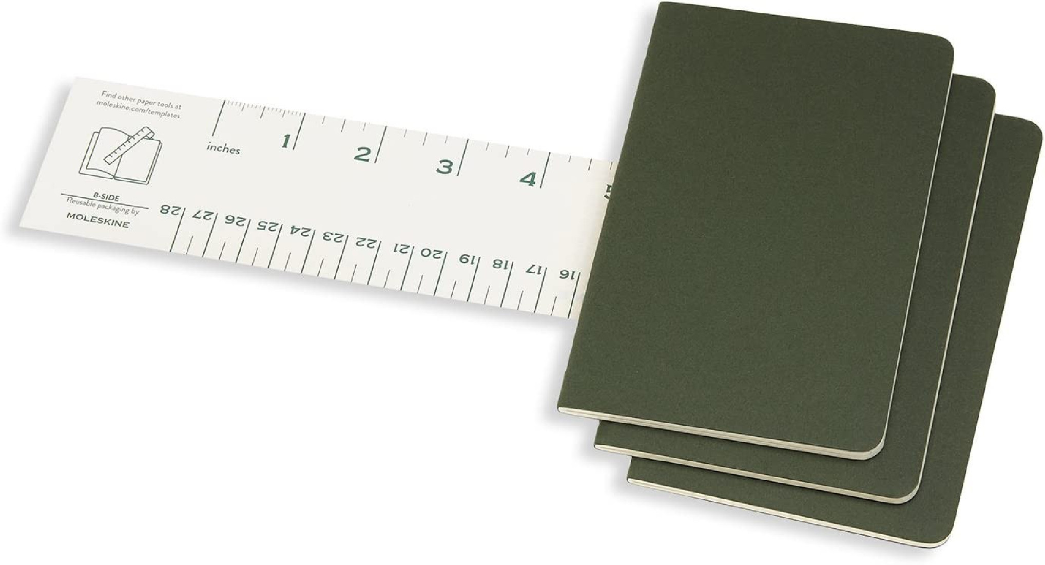 Moleskine Set of 3 Rulled Journals Green Soft cover 9x14