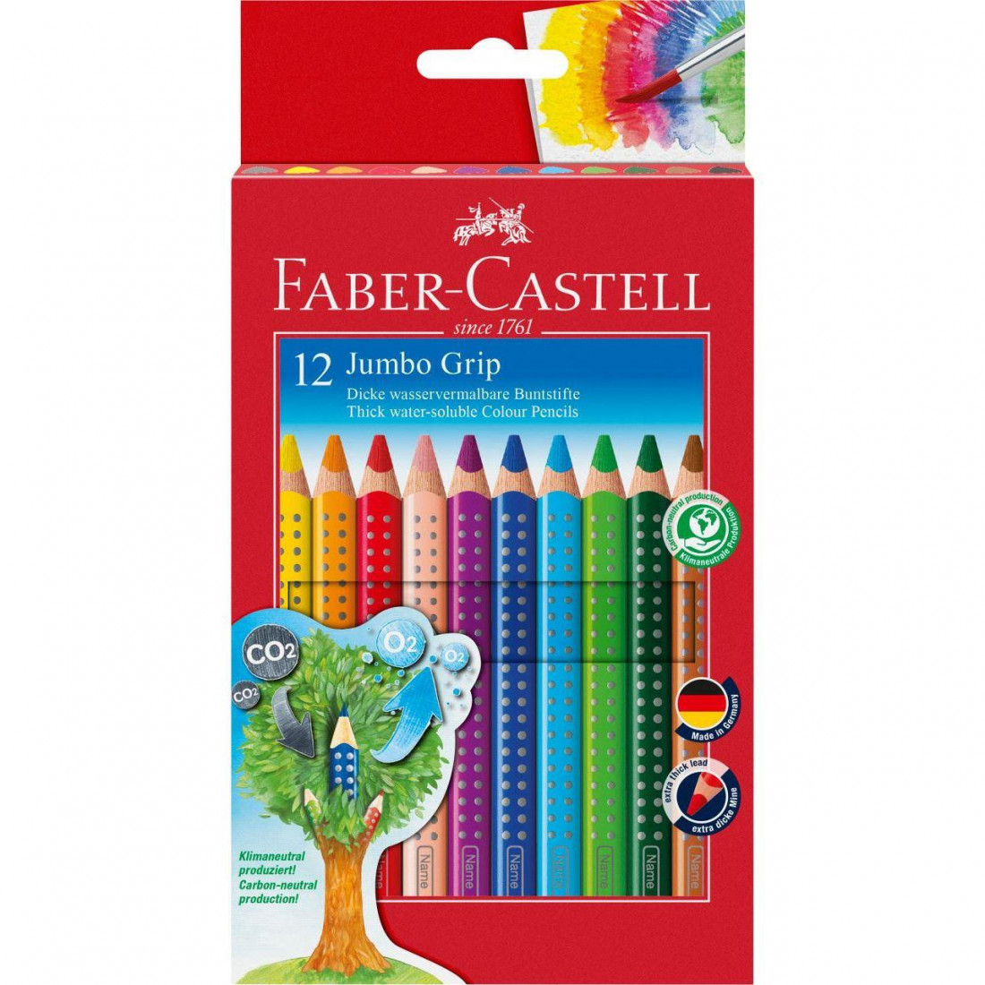 Faber Castell Jumbo Grip colour pencil cardboard wallet of 12  110912