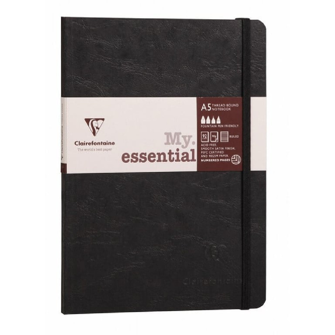 Clairefontaine A5 notebook My. essential, Lined, Black, soft cover, 192 pages, 90g