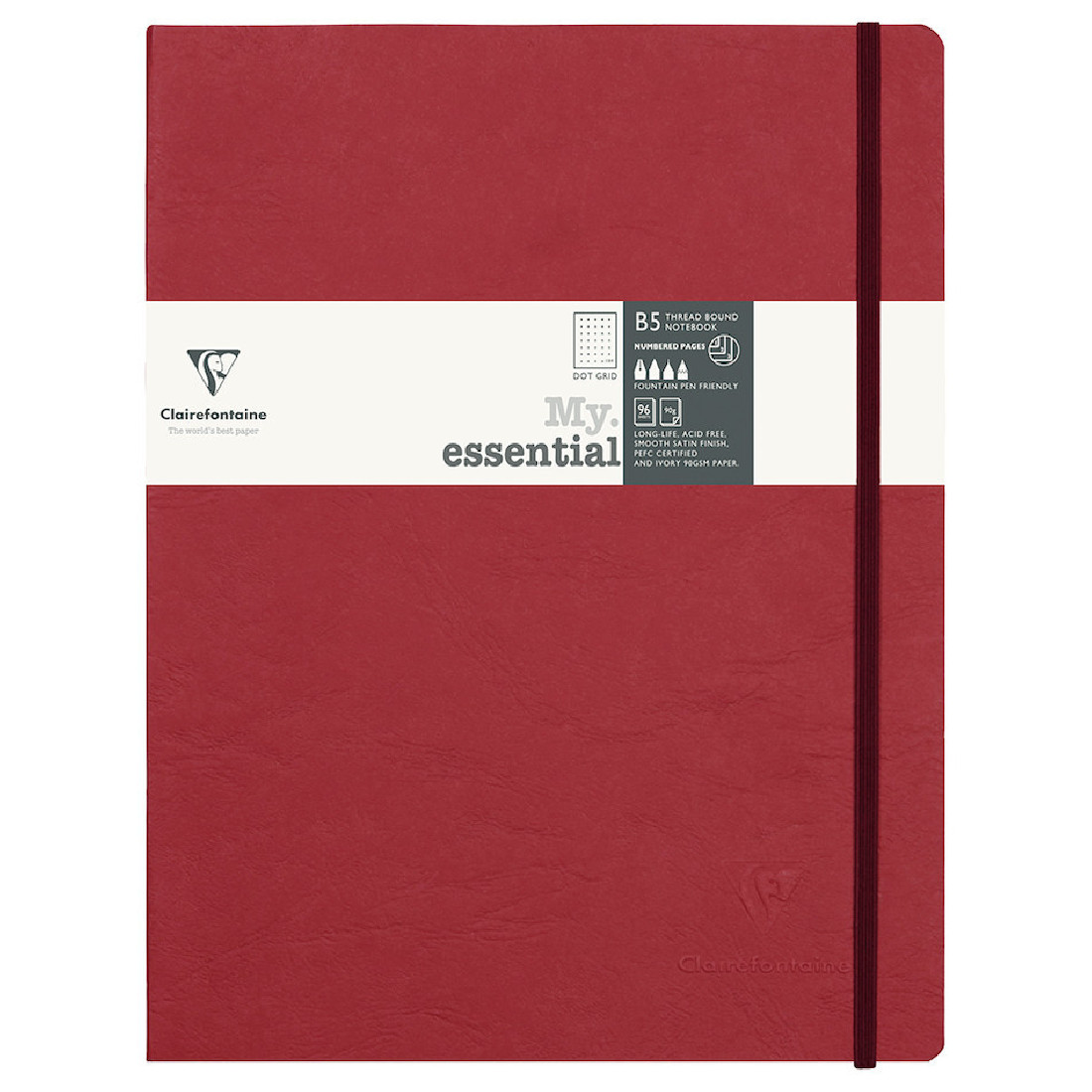 Clairefontaine notebook my.essential B5 19X25 cm, red, dotted,  90g