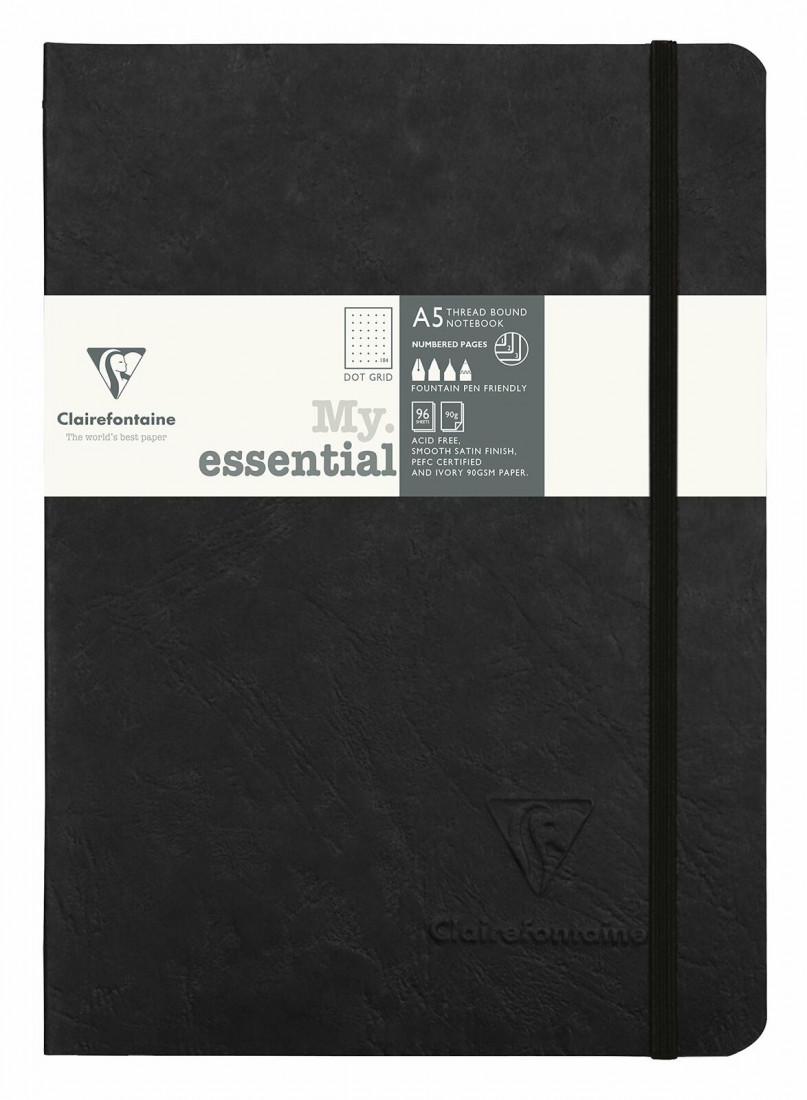 Clairefontaine A5 notebook My. essential, Dotted, Black, soft cover, 192 pages, 90g
